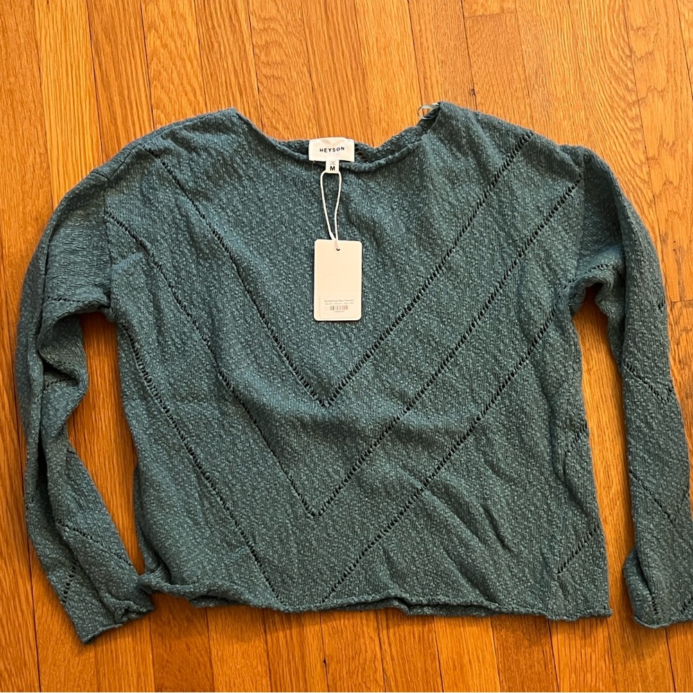 NWT | Heyson | Dark Teal Chevron Textured Sweater | Size M